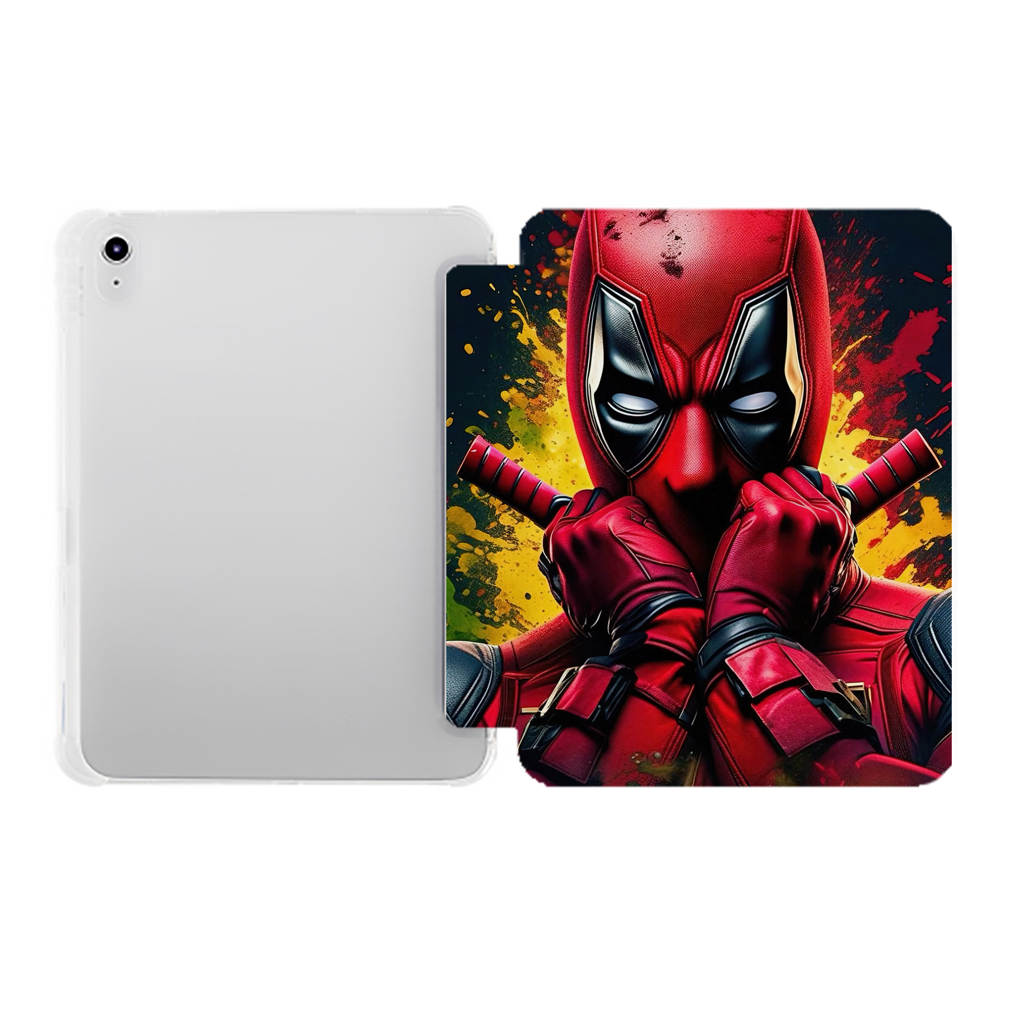 （画像用） Deadpool デッドプール IPad ケース ペン収納付き 三つ折りスタンド PUレザー×シリコン 対応機種9.5/10.5/10.9インチ